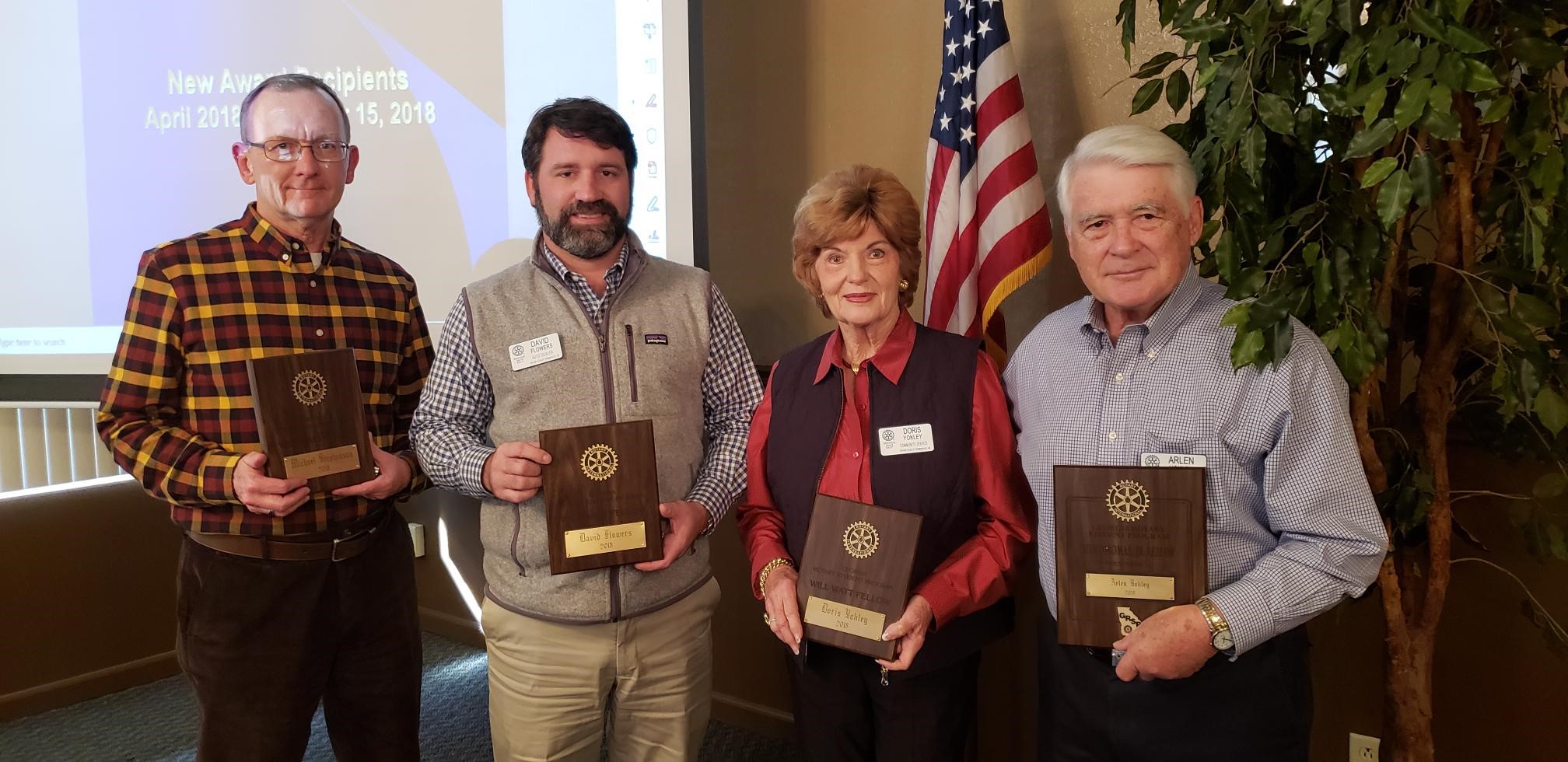 Will Watt Award-Mike Stephenson, David Flowers & Doris Yokely.  Hue Thomas Award-Arlen Yokley