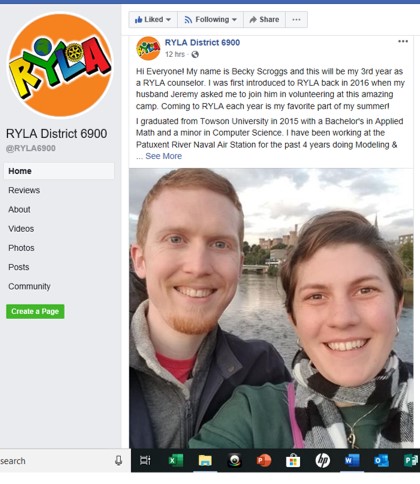 Editor's Note: For the last week, the RYLA District 6900 Facebook page has been filled with the stories of excited, energetic counselors who will be in Americus to guide this year's RYLA students through an amazing learning experience. Many of the counselors were RYLA students; some have been serving as counselors for several years; some have been recruited by their spouses who were RYLA students. Their stories are awesome - check them out at https://www.facebook.com/RYLA6900/