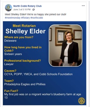 North Cobb Rotary highlights new members on its Facebook page