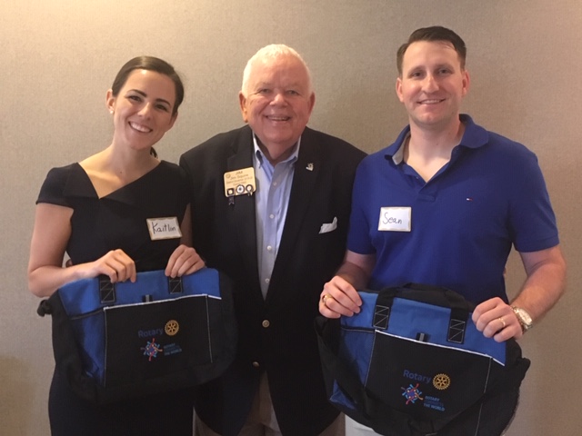 Global Grant Scholars Kaitlan Sandor and Sean Minton with DG Jim Squire. YOUR generous gifts to our Rotary Foundation help make these scholarships possible